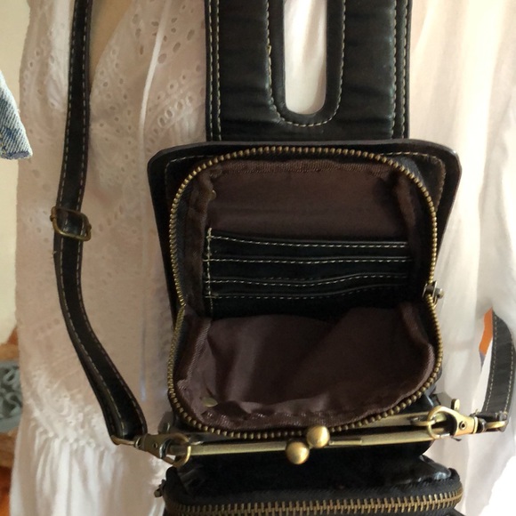 Crossbody Large Wallet Bag Black Adjustable/Removable Straps Travel Bag Passport - Picture 6 of 8